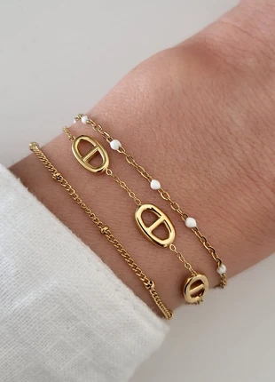 Bracelet acier inoxydable doré ajustable, marque: Boutique Parisienne, état: Très bon état, 12,50 €, 13,83 € Protection acheteurs (Pro) incluse