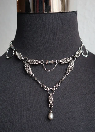 Chainmail Halskette medieval gothic vintage retro style handmade Collier Bijoux Necklace, merk: inquee, staat: Nieuw met prijskaartje, € 28,00, € 30,10 inclusief Kopersbescherming