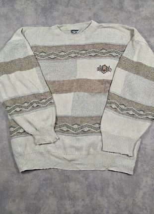 Pull d'hiver vintage 90's retro beige/marron unisexe motifs jacquard – taille XXL PV12, brand: Vintage Dressing, condition: Very good, size: XXL, €19.90, €21.60 includes Buyer Protection