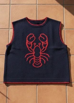 Top sans manches bleu marine broderie homard – taille S – style marin chic, marque: eloria, état: Très bon état, taille: S / 36 / 8, 42,99 €, 45,84 € Protection acheteurs (Pro) incluse