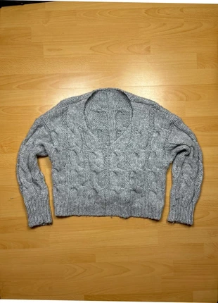 Pull gris torsadé col V en maille épaisse femme taille M - SKU0019, marque: LAINE, état: Bon état, taille: M / 38 / 10, 4,99 €, 5,94 € Protection acheteurs incluse