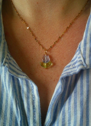 Jolie petite tulipe 🌟 collier acier inoxydable réglable ajustable doré, brand: acier inoxydable, condition: Very good, €8.00, €9.10 includes Buyer Protection Pro