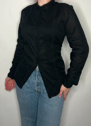 1990s black whimsigoth witch goth alt gipsy academia western siren broderie blouse, merk: Vintage, staat: Heel goed, maat: L / 40 / 12, € 15,00, € 16,45 inclusief Kopersbescherming Pro