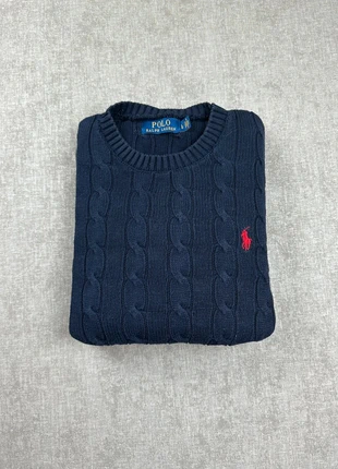 Pull Ralph Lauren torsadée | Taille L homme | bleu marine logo rouge, marca: Ralph Lauren, estado: Muy bueno, tamaño: L, 55,00 €, 58,45 € Protección al comprador Pro incluida