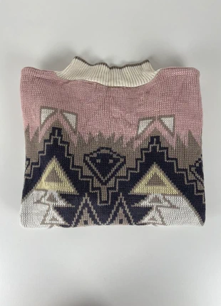 Pull Contempo – Vintage – Made in Korea – Petit col montant – Motifs ethniques, brand: Vintage Dressing, condition: Very good, size: M, €27.00, €29.05 includes Buyer Protection