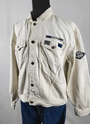 Veste jean Complices blanche vintage 90s 100% coton patchs brodés coupe loose homme femme, marque: Vintage Dressing, état: Très bon état, taille: L, 25,00 €, 26,95 € Protection acheteurs incluse