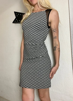 roube mi longue mrobe nafnaf moulante y2k motif géomatrique vintage dress babydoll girly, brand: Naf Naf, condition: Very good, size: S / 36 / 8, €17.00, €18.55 includes Buyer Protection