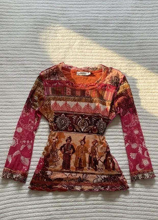 Opaline Rare Boho Artsy Top – Folk Art Figures, Save The Queen Style, Vintage Patchwork 2000 y2k, brand: Vintage Dressing, condition: Very good, size: S / 36 / 8, €28.00, €30.10 includes Buyer Protection