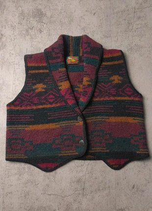 ALPS gilet ethnique vintage femme S laine bordeaux vert vest, brand: Vintage Dressing, condizioni: Ottime, taglia: M / IT 42 / EU 38, €38.00, €40.60 include la Protezione acquisti