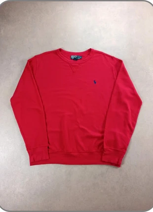 Sweat col rond Crewneck vintage Ralph Lauren | rouge logo brodé marine | taille L pour homme, brand: Ralph Lauren, condition: Very good, size: L, €44.90, €47.85 includes Buyer Protection Pro
