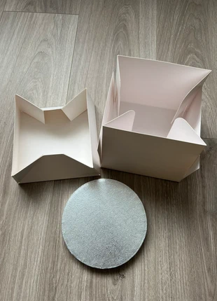 Brand New White Cake Box + Silver Round Board (6 Inch), brand: LarryRoo, condition: New without tags, £8.00, £9.10 includes Buyer Protection