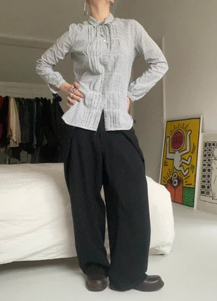 Vintage Scotch & Sida striped pleated blouse, merk: Vintage Dressing, staat: Goed, maat: S / 36 / 8, € 18,00, € 19,60 inclusief Kopersbescherming