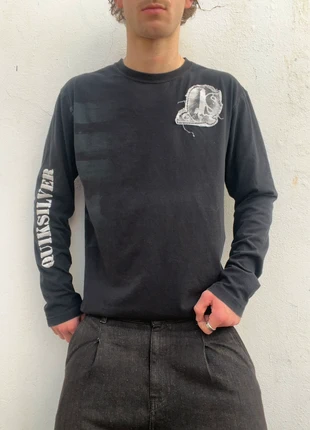 Longsleeve Vintage Streetwear Large Oversize Quicksilver Surf Noire et Blanc Brodé - L, marque: Quiksilver, état: Très bon état, taille: L, 24,90 €, 26,85 € Protection acheteurs (Pro) incluse