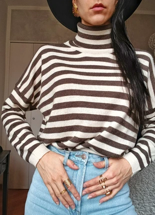 Cashmere blend turtleneck striped jumper / brown, marque: wool and cashmere, état: Neuf avec étiquette, taille: S / 36 / 8, 39,00 €, 41,65 € Protection acheteurs incluse
