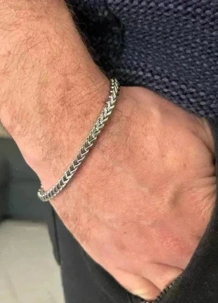 Bracelet homme en acier inoxydable, bracelet chaîne blé, bijou homme, cadeau pour lui, condition: Very good, €11.00, €12.25 includes Buyer Protection Pro