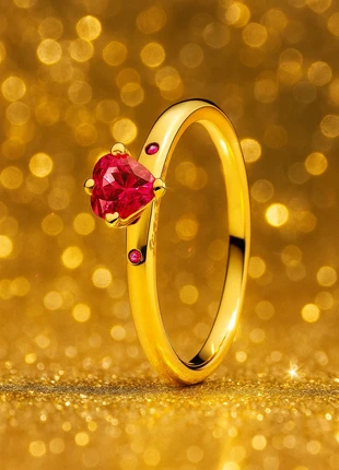Bague Pandora en or Explosion d’Amour 14 carats pierre rouge diamant luxe, brand: Pandora, condizioni: Ottime, taglia: 17,3 mm Ø / 14,5, €25.00, €26.95 include la Protezione acquisti Pro