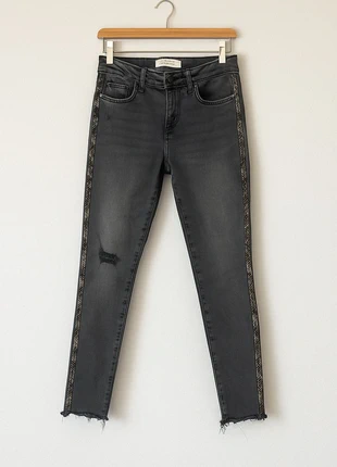 ZARA Z1975 grey skinny jeans with snake-print side stripe – size EU 44 (UK 12)., brand: Zara, condition: Very good, size: M / UK 12-14, £6.50, £7.53 includes Buyer Protection
