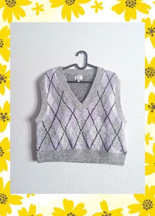 Gilet à losanges lavande gris - Chaleco de rombos lavanda gris (Pull&Bear), marque: Pull & Bear, état: Très bon état, taille: M / 38 / 10, 9,99 €, 11,19 € Protection acheteurs incluse