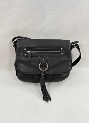 Sac bandoulière Vintage Y2K noir à franges – simili cuir – 27 cm, marque: Vintage Dressing, état: Très bon état, 19,90 €, 21,60 € Protection acheteurs (Pro) incluse