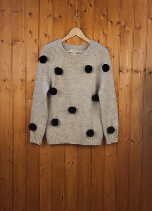 Zara knitwear Black Pompoms Sweater Chunky Knit Beige size S/XS, marque: Zara Knit, état: Très bon état, taille: S / 36 / 8, 12,60 €, 13,93 € Protection acheteurs incluse