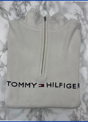 Sweat/Pull 1/4 Zip, Halfzip Tommy Hilfiger Blanc / Col camionneur / Logo brodé / Taille XL Femme, marke: Tommy Hilfiger, zustand: Sehr gut, größe: XL / 42 / 14, 35,00 €, 37,45 € inklusive Vinted-Käuferschutz