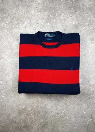 Pull Col Rond Maille Polo Ralph Lauren Taille XL Homme Bleu Marine À Rayures Rouge 100% Coton #LA79, merk: Ralph Lauren, staat: Heel goed, maat: XL, € 35,00, € 37,45 inclusief Kopersbescherming Pro
