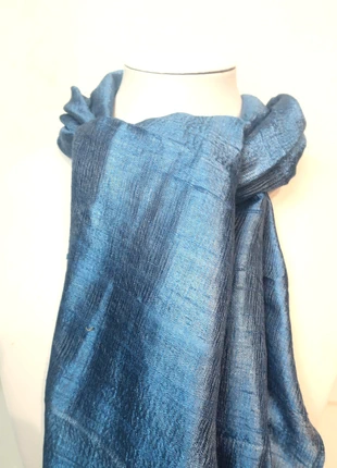 Écharpe Mathlau luxe | 100% Soie bleu roi | Aspect brillant & franges, brand: Mathlau, condition: Very good, €59.00, €62.65 includes Buyer Protection