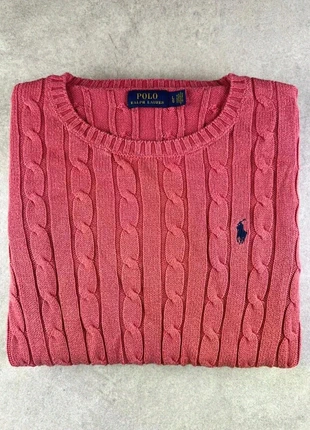 Pull Torsadé Polo Ralph Lauren Rose Lila L Coton Col Rond Crewneck Cable Knit Sweater jumper A089, marque: Ralph Lauren, état: Très bon état, taille: L / 40 / 12, 49,00 €, 52,15 € Protection acheteurs incluse