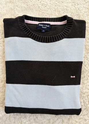 Pull-over pull Eden Park col rond à rayures et brodé - M - noir bleu clair, marca: Eden Park, estado: Nuevo sin etiquetas, tamaño: M, 35,00 €, 37,45 € Protección al comprador Pro incluida