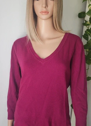Jersey fucsia de punto fino con cuello en V | Suéter elegante y cómodo para mujer, marque: H&M, état: Très bon état, taille: L / 40 / 12, 9,00 €, 10,15 € Protection acheteurs incluse