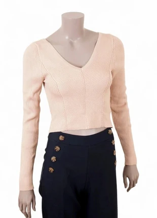 Haut côtelé Beverly and Beck – col V plongeant et manches longues– beige rosé – taille S (36), marca: Beverly and Beck, estado: Muy bueno, tamaño: S / 36 / 8, 9,00 €, 10,15 € Protección al comprador incluida