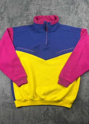 Vintage 80s 90s Colorblock Crazy Fleece Pullover L – Pink Purple Yellow Retro Jacket, marca: Vintage Dressing, estado: Muito bom, tamanho: L / 40 / 12, €35.00, €37.45 inclui Proteção do Comprador