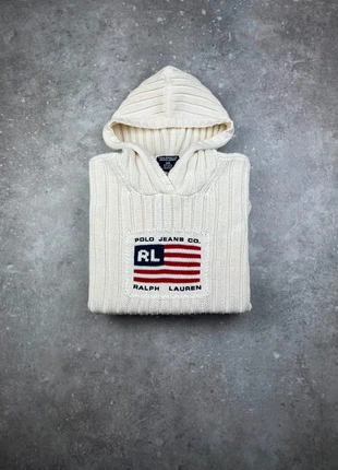 Pull À Capuche Torsadé Polo Ralph Lauren Taille L Femme Blanc Drapeau Flag Américain 100% Coton #F57, brand: Ralph Lauren, condition: Very good, size: L, €90.00, €95.20 includes Buyer Protection Pro