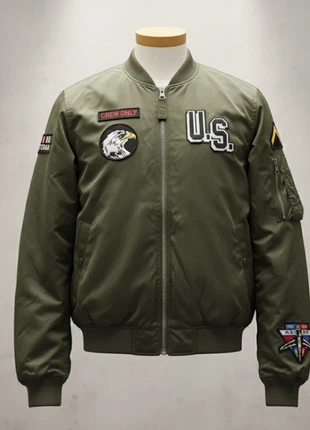 Bomber Veste Militaire Kaki Patches US Streetwear Veste de Pilote taille S, brand: Pull & Bear, condizioni: Buone, taglia: S, €6.00, €7.00 include la Protezione acquisti
