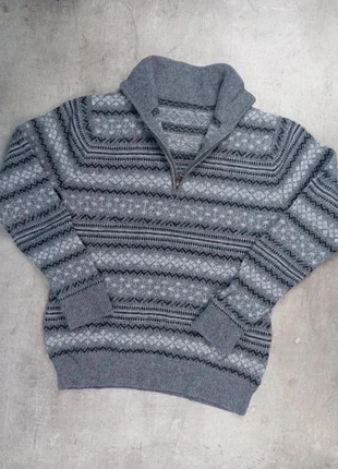 Half Zip/ col camionneur Vintage 90s Maille Épaisse Gris Noir Fair Isle Chevrons Taille L, marque: Vintage Dressing, état: Très bon état, taille: L, 40,00 €, 42,70 € Protection acheteurs incluse