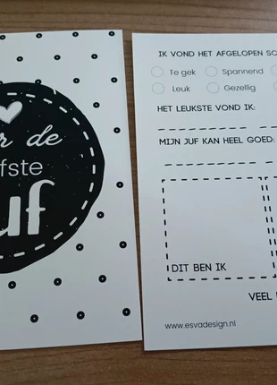 A6 postcard invulkaart voor de liefste juf, marca: NO LABEL, estado: Novo sem etiquetas, €1.00, €1.75 inclui Proteção do Comprador Pro