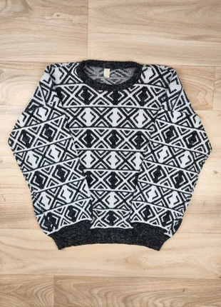 Pull hiver chaud et doux, vintage années 80, Y2K, oversize, noir blanc, taille XL homme, condition: Very good, size: XL, €10.00, €11.20 includes Buyer Protection Pro