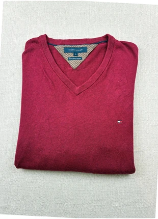 pull léger col V Tommy Hilfiger bordeaux V- Neck sweater casual chic élégant XL coton/cachemire, marca: Tommy Hilfiger, estado: Muito bom, tamanho: XL, €28.00, €30.10 inclui Proteção do Comprador Pro
