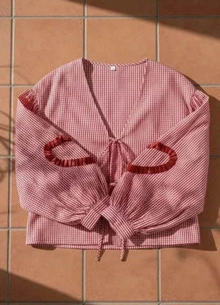 Chemisier vichy rouge à liens, manches longues, taille S, style bohème rétro chic, brand: Ysera, condition: Very good, size: S / 36 / 8, €27.99, €30.09 includes Buyer Protection Pro