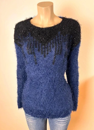 Pull Fluffy Femme M 38 Sequin Noir Bleu Nuit Moelleux Tricot Pailleté Soirée, marke: Vintage Dressing, zustand: Sehr gut, größe: M / 38 / 10, 18,90 €, 20,55 € inklusive Vinted-Käuferschutz
