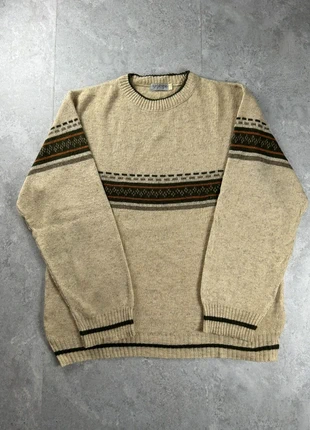 153. Pull jacquard archétype vintage scandinave hiver cosy | Crème/Marron | Taille M, marque: Jacquard, état: Très bon état, taille: M, 30,00 €, 32,20 € Protection acheteurs (Pro) incluse