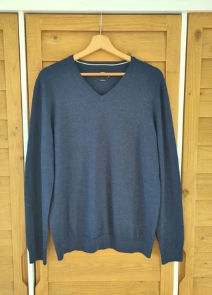 Pull homme XL Brice – col V bleu marine, laine mérinos, slim, état impeccable, brand: Brice, condition: Very good, size: XL, €19.00, €20.65 includes Buyer Protection