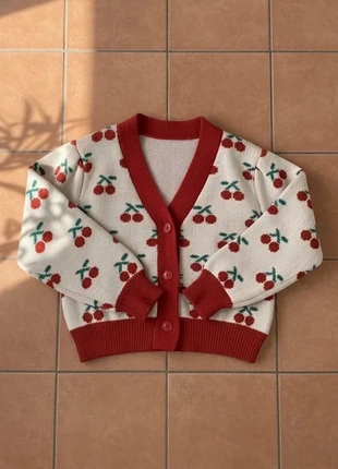 Cardigan cerises rouge crème – taille M – look mignon cosy vintage, brand: eloria, condizioni: Ottime, taglia: M / IT 42 / EU 38, €44.99, €47.94 include la Protezione acquisti Pro