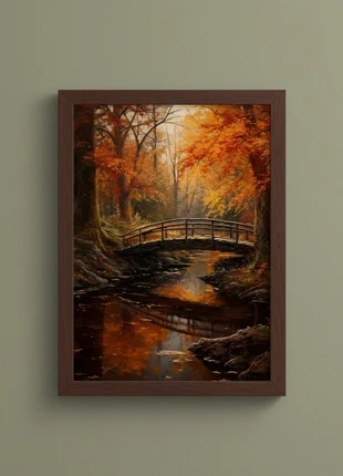 Bos herfst canvas poster 30x40cm, merk: NO LABEL, staat: Heel goed, € 20,00, € 21,70 inclusief Kopersbescherming