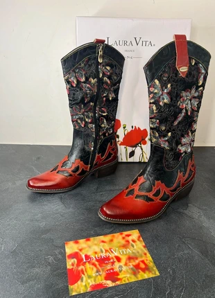 Santiags bottes femmes rouge noir cow boy western country Laura Vita taille 38, marque: Laura Vita, état: Neuf sans étiquette, taille: 38, 115,00 €, 121,45 € Protection acheteurs incluse