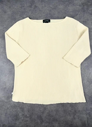 T-Shirt Côtelé Lauren Ralph Lauren / Jaune pale / Taille L, brand: Lauren Ralph Lauren, condizioni: Discrete, taglia: L / IT 44 / EU 40, €4.00, €4.90 include la Protezione acquisti