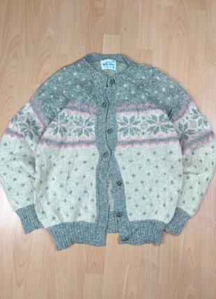 Vintage Icelandic Ice-Knit Gray Ivory & White 100% Wool Cardigan Sweater, Size M, brand: Dale of Norway, condition: Very good, size: M, €48.90, €52.05 includes Buyer Protection