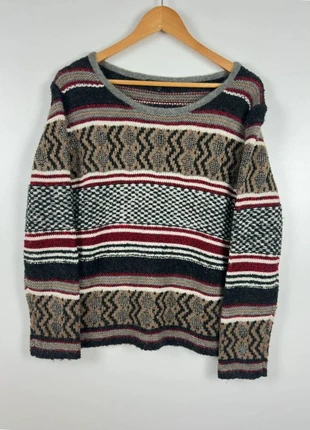 🧶 Pull MAJE multicolore à motifs jacquard – Taille 3 (L), marque: Maje, état: Très bon état, taille: L / 40 / 12, 48,00 €, 51,10 € Protection acheteurs (Pro) incluse