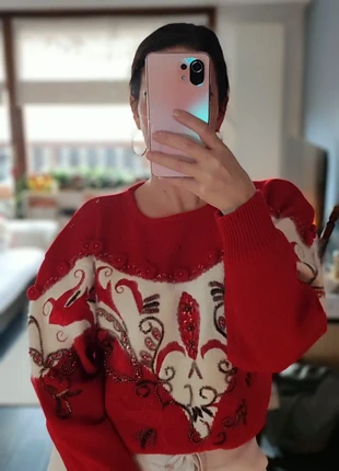 Pull noël vintage rouge perlé MG Club Noël chic, marque: MG club, état: Très bon état, taille: M / 38 / 10, 60,00 €, 63,70 € Protection acheteurs incluse