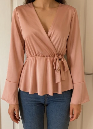 Blouse cache-cœur satinée rose poudré – Taille 36, brand: Boutique indépendante, condition: New without tags, size: S / 36 / 8, €5.00, €5.95 includes Buyer Protection